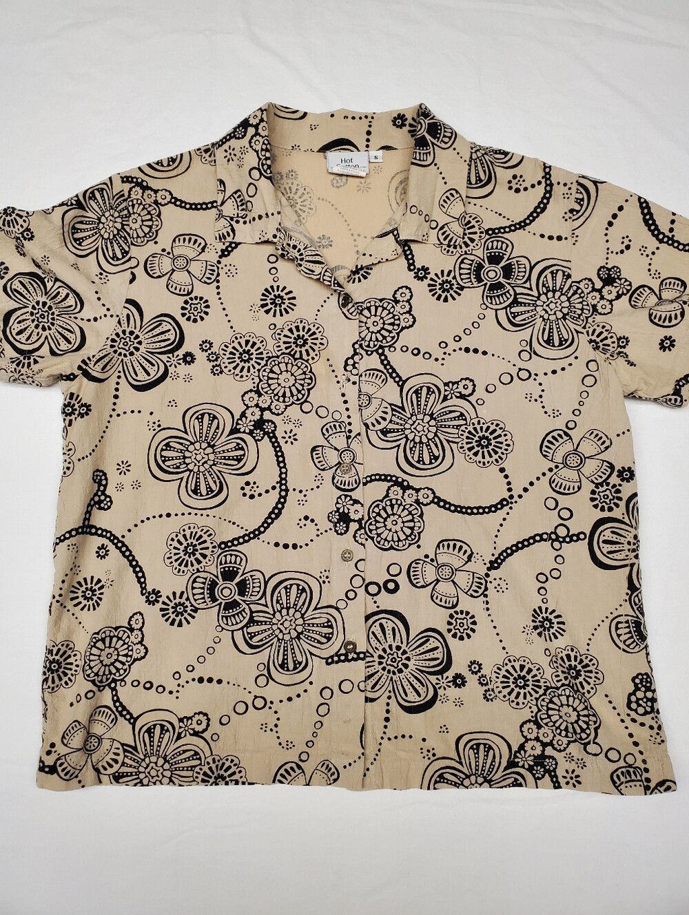 Hot Cotton Vintage Batik Floral Print Button Up Shirt Boho Womens Small